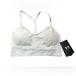 UNDER ARMOUR white light support Wirefree compression Pilates bra size S NWT